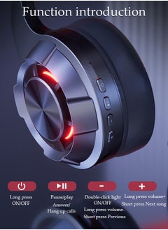 DUNISO Wireless Headphones Bluetooth 5.3 Over Ear Headset With LED Light Gaming Headphones with HiFi Stereo Microphone and Soft Earpads for Cellphone PC Home Office  - Image 5