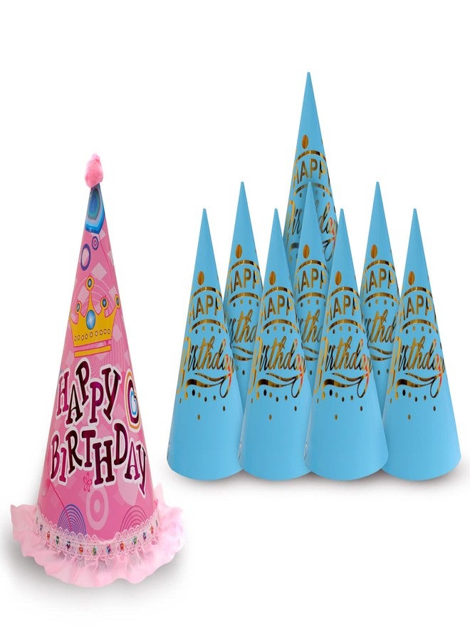 VMD, Happy Birthday Cap For Kids - Set of 9 Pcs Theme Caps | Birthday Decoration Items | Birthday Cap For Boy, Girls | Multicolor Caps For Kids | Birthday Cap For 1st Birthday Boy (6, SKY-BLUE)