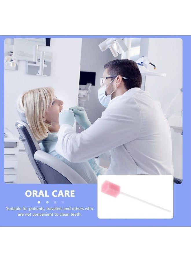 Healifty - Disposable Oral Swabs - 100pcs Mouth Swabs for Elderly, Unflavored & Sterile Oral Care Sponge Swabs, Pink - Image 1