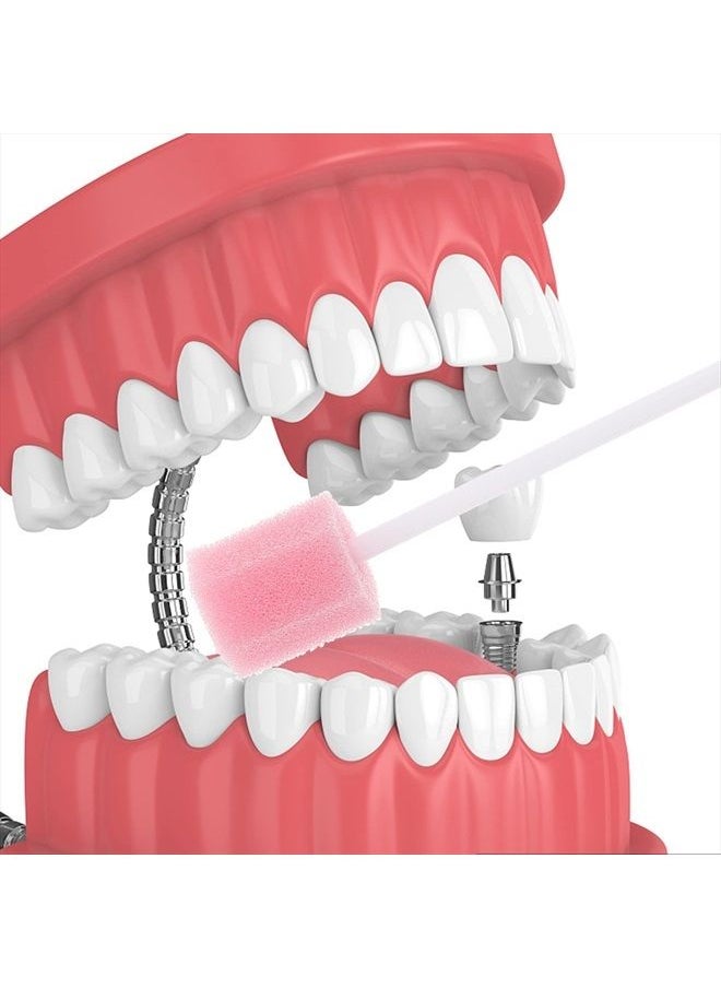 Healifty - Disposable Oral Swabs - 100pcs Mouth Swabs for Elderly, Unflavored & Sterile Oral Care Sponge Swabs, Pink - Image 1
