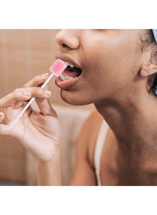 Healifty - Disposable Oral Swabs - 100pcs Mouth Swabs for Elderly, Unflavored & Sterile Oral Care Sponge Swabs, Pink - Image 1