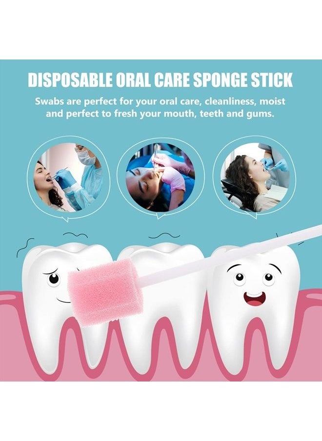 Healifty - Disposable Oral Swabs - 100pcs Mouth Swabs for Elderly, Unflavored & Sterile Oral Care Sponge Swabs, Pink - Image 1