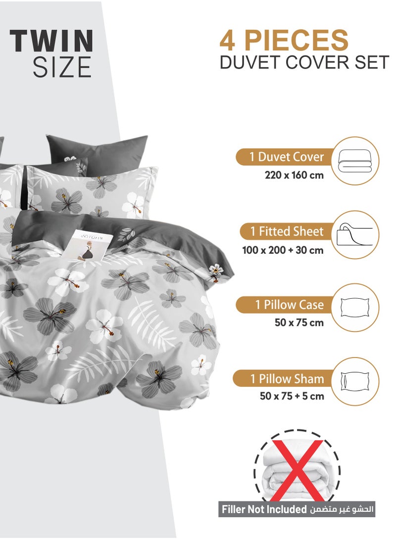 Donetella Duvet Cover Set 4-Pcs Single Size Printed Bed Set With 1 Duvet Cover(160 x 220 CM) 1 Fitted Sheet 1 Pillow Sham And 1 Pillow Case (Without Filler),Star Dust  - Image 2
