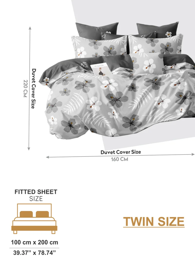 Donetella Duvet Cover Set 4-Pcs Single Size Printed Bed Set With 1 Duvet Cover(160 x 220 CM) 1 Fitted Sheet 1 Pillow Sham And 1 Pillow Case (Without Filler),Star Dust