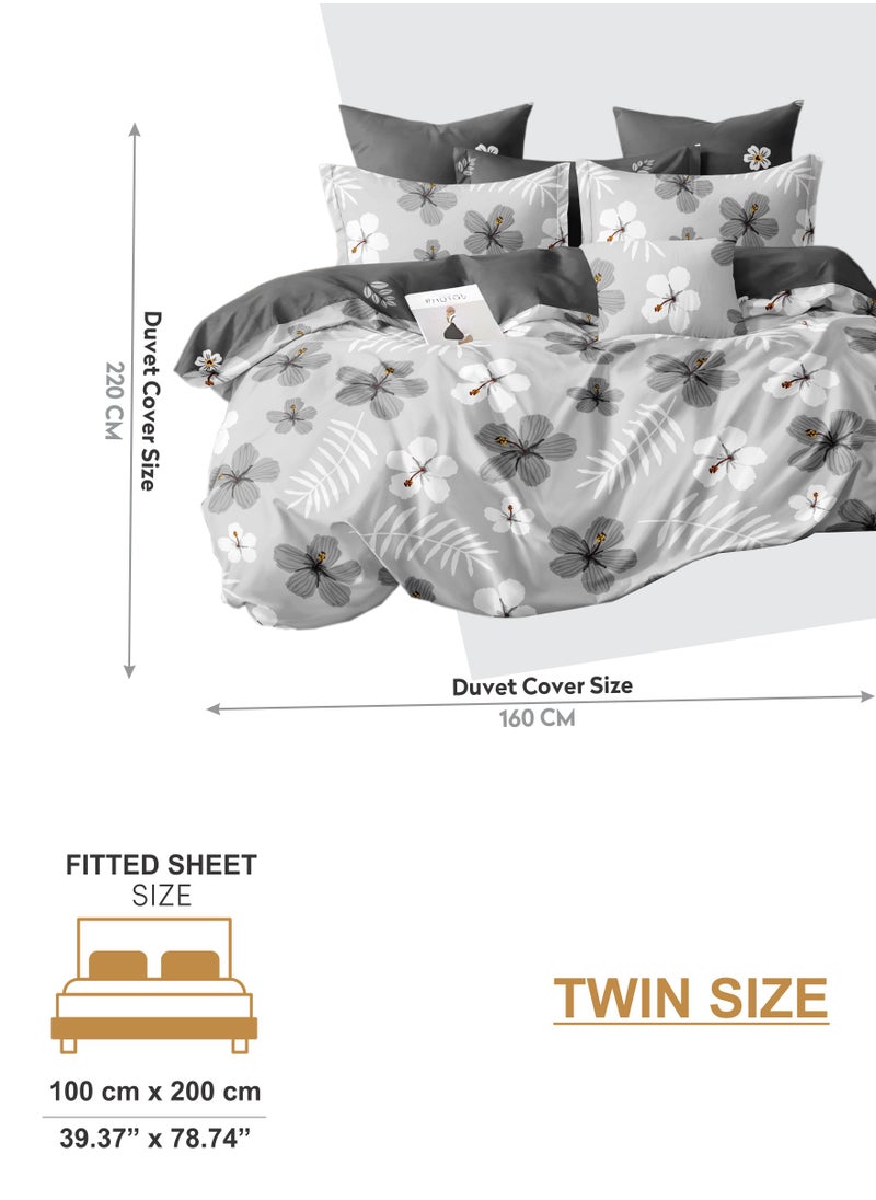 Donetella Duvet Cover Set 4-Pcs Single Size Printed Bed Set With 1 Duvet Cover(160 x 220 CM) 1 Fitted Sheet 1 Pillow Sham And 1 Pillow Case (Without Filler),Star Dust  - Image 3