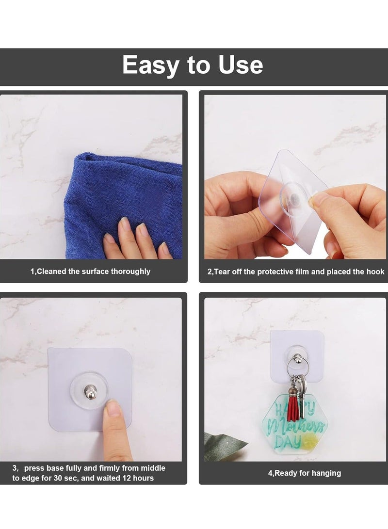 20 PCS Adhesive Hooks Heavy Duty, Wall for Hanging,Wall Hangers without Nails,2 in 1 Screw Free Sticker Mount Shelf,Waterproof Rustproof (16mm) - Image 5