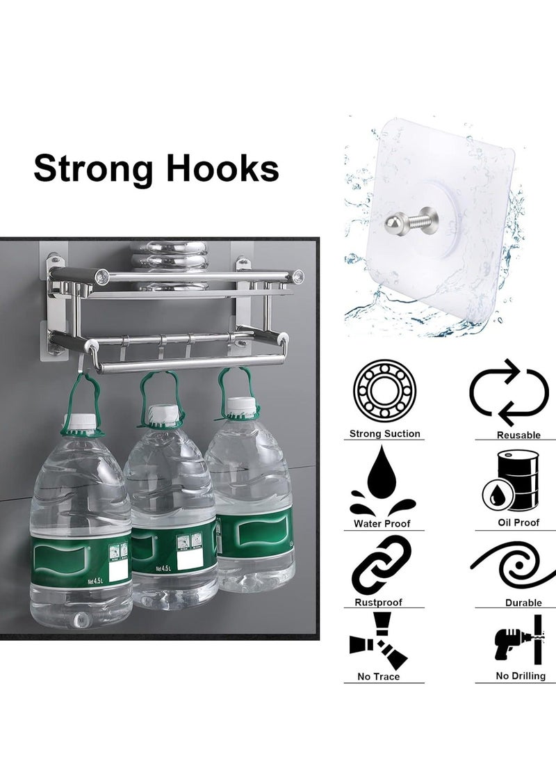 20 PCS Adhesive Hooks Heavy Duty, Wall for Hanging,Wall Hangers without Nails,2 in 1 Screw Free Sticker Mount Shelf,Waterproof Rustproof (16mm) - Image 3