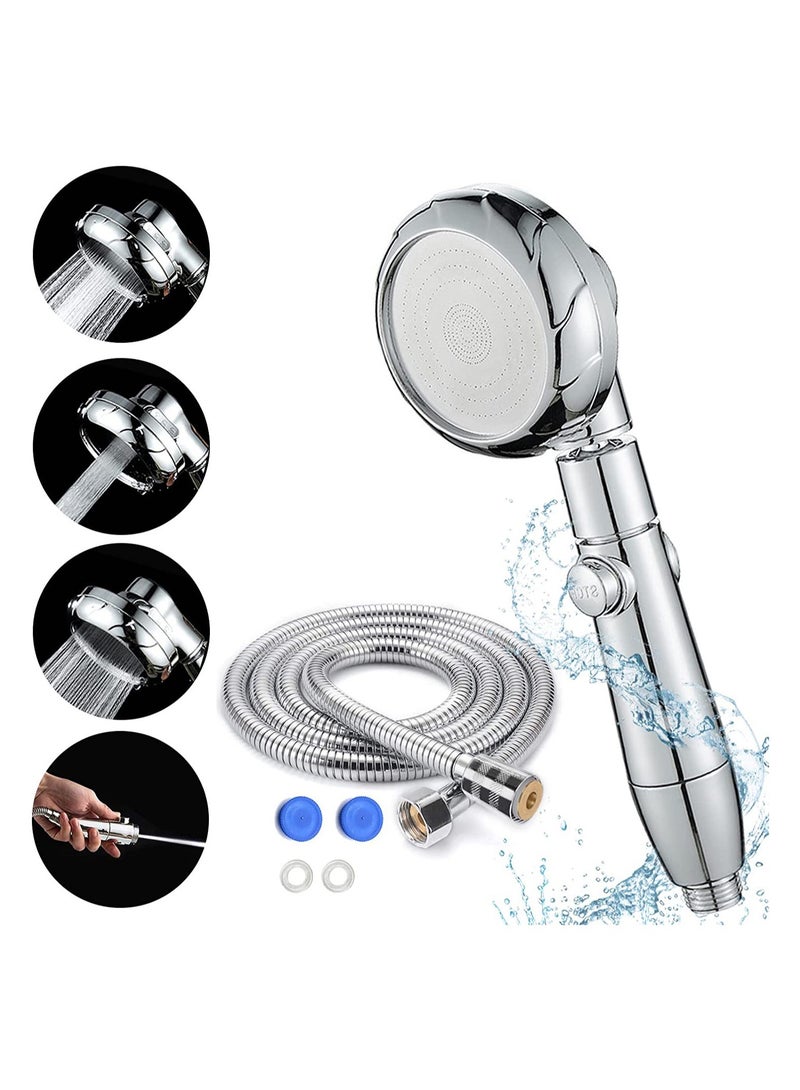 SYOSI Shower Head, High Pressure Hand Held Showerhead, 360 Degree Rotating Water Saving Heads and Hose 2m Set with Pause Switch Adjustable Universal 3 Mode - Image 1
