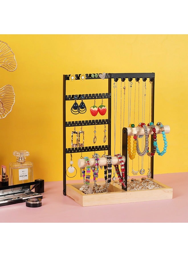 XiuWoo 4 Tier Jewelry Organizer Stand Necklace Holder Necklace Holder Stand with Wooden Tray Jewelry Holder Stand for Rings Earrings Necklaces Bracelets White Jewelry Stand  - Image 4