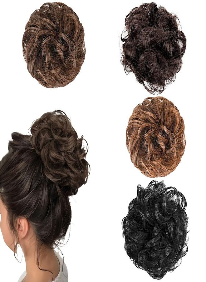 BLUSHIA Multicolor Rafall Juda Bun Fashion Hair Extension Rubber Band Hairpiece For Women (Pack of 4) - Image 1