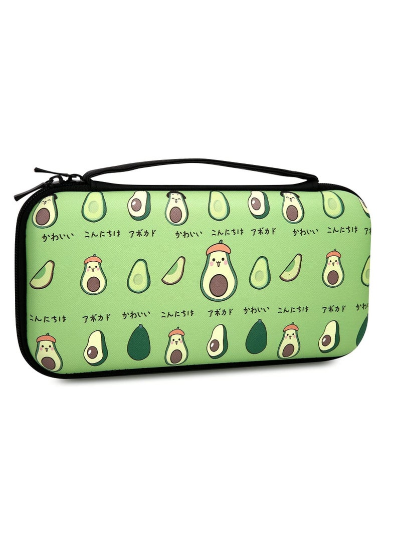 KASTWAVE Storage Bag Case for Nintendo Switch Game Console, Cartoon Avocado Hard Portable Travel Carry Case with 12 Game Card Slots, Inner Storage Bag - Image 1