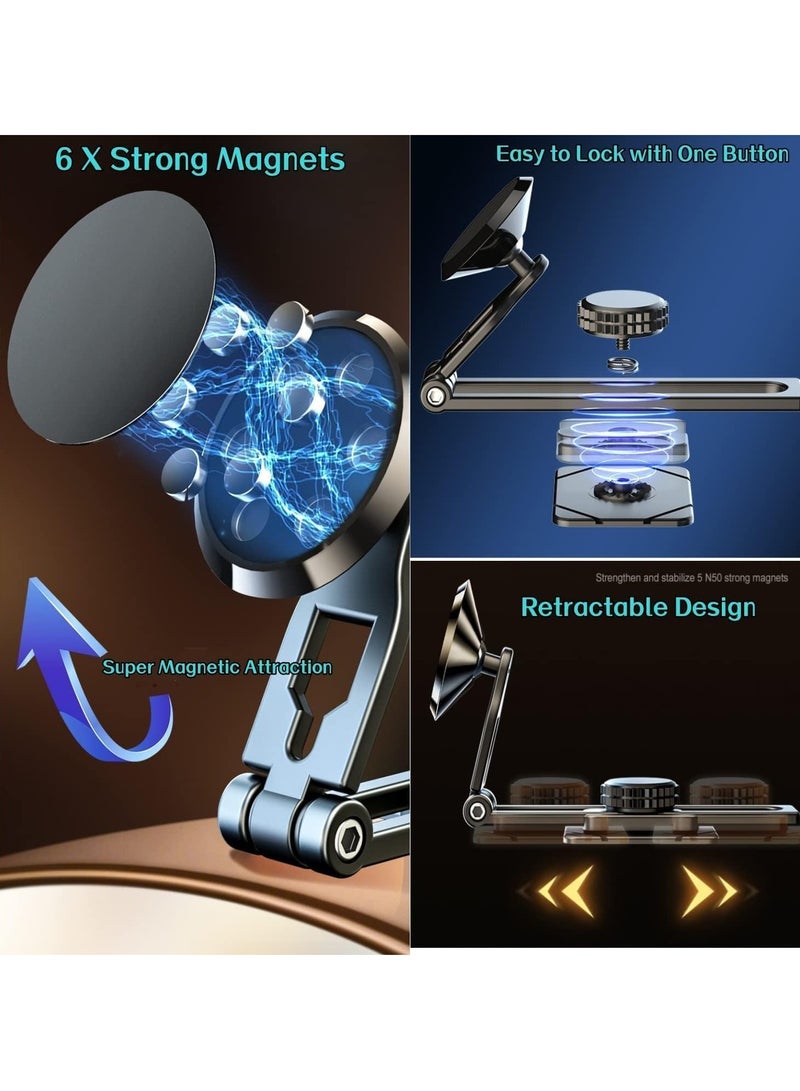 TIGER Magnetic Car Phone Mount - Alloy Folding Holder with 6X Stronger Magnets, 360° Rotation, Universal Dashboard Holder for 4-7in Phones, Compatible with iPhone, Samsung, Huawei, and More - Image 5