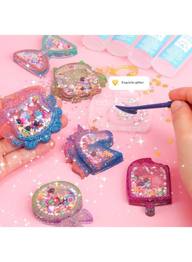 DIY Crystal Drop Plastic Toy Handmade Creative Pendant Keychain Rocking Children's Toys-Color:Princess Pumpkin Car Crystal Gum Drop Shake - Image 5