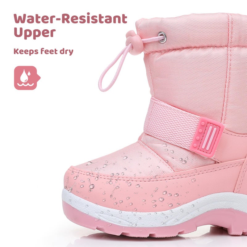 Apakowa Kids Girls Snow Boots Water Resistant Warm Winter Boots Slip Resistant (Toddler/Little Kid) - Image 2