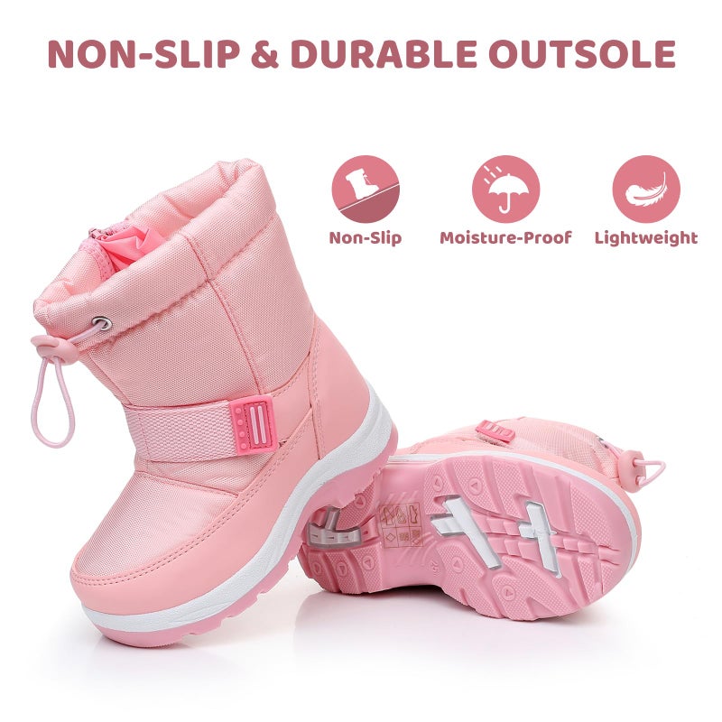 Apakowa Kids Girls Snow Boots Water Resistant Warm Winter Boots Slip Resistant (Toddler/Little Kid) - Image 5