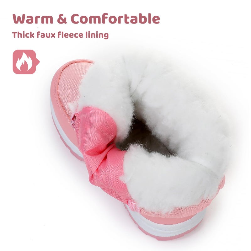 Apakowa Kids Girls Snow Boots Water Resistant Warm Winter Boots Slip Resistant (Toddler/Little Kid) - Image 4