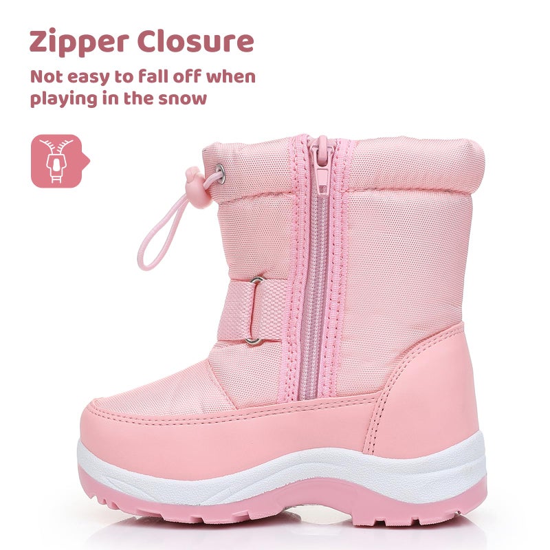 Apakowa Kids Girls Snow Boots Water Resistant Warm Winter Boots Slip Resistant (Toddler/Little Kid) - Image 3