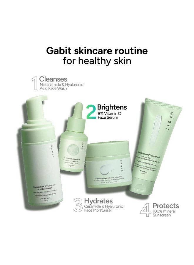Gabit 8% Vitamin C Face Serum for Glowing Skin | Brightening Serum for Dark Spots, Tanned & Dull Skin; Hydrates | Alpha Arbutin, Hyaluronic, Ferulic, CiCa, Prebiotic, Probiotic | Oil & PEG free |30 ml - Image 5