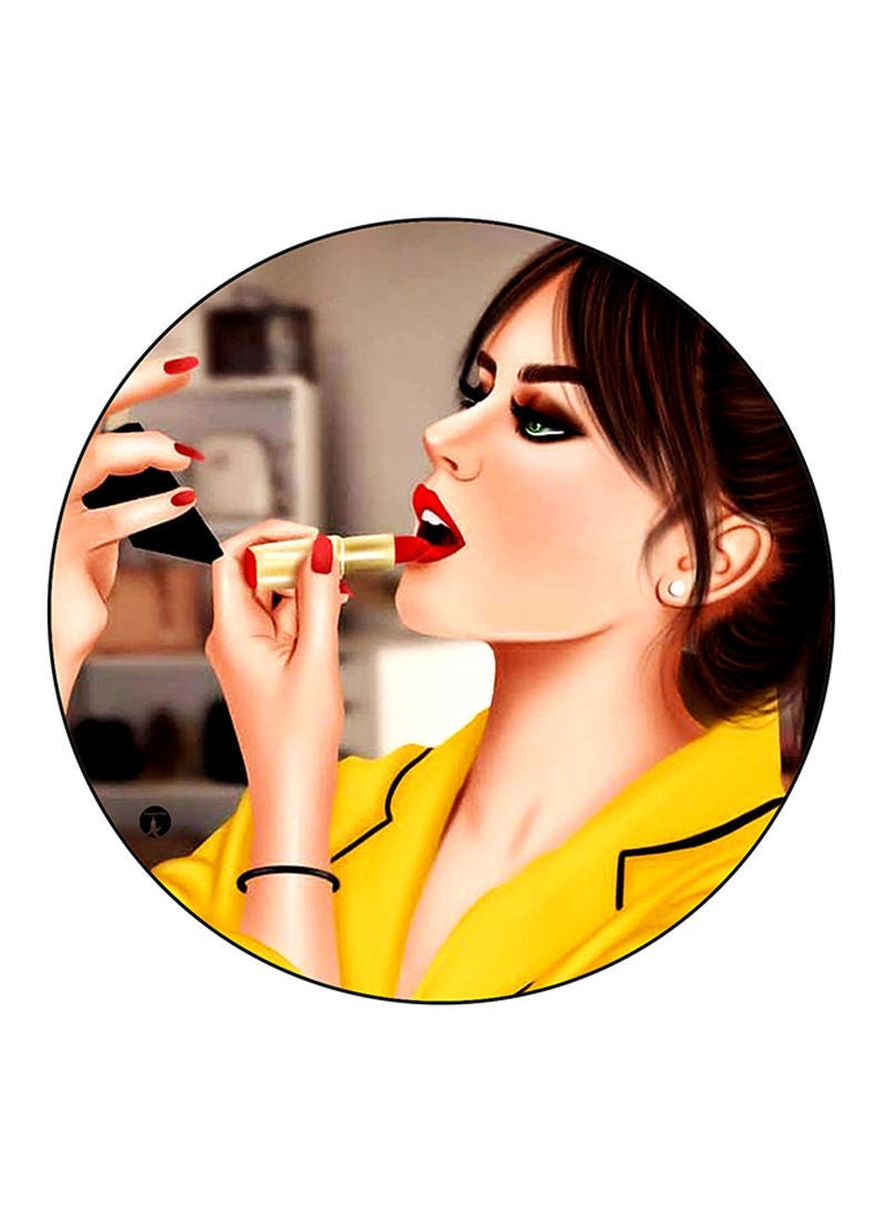 RKN Woman Printed Mouse Pad  Round  Multicolour