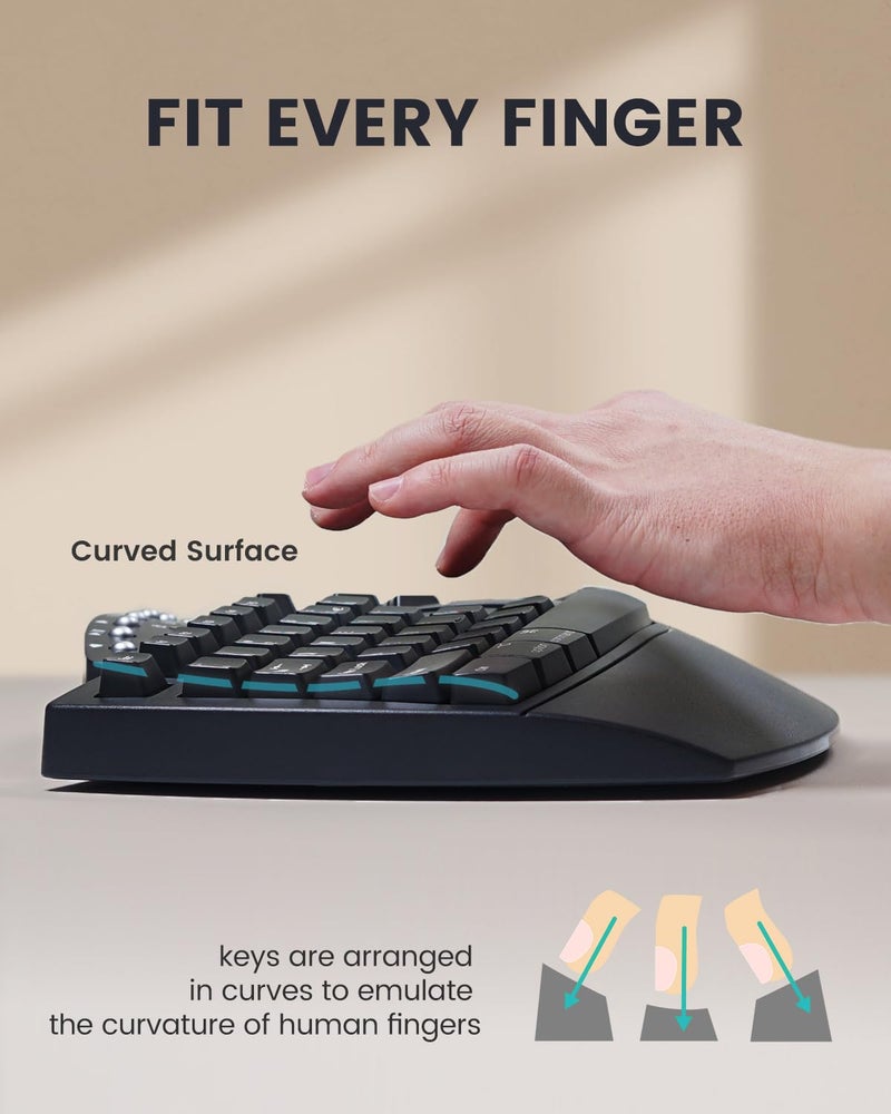 Perixx PERIBOARD-512B Wired Ergonomic Keyboard - Split Keyboard, Wrist Rest, Natural Typing - Wired USB Connectivity - US English - Black - Image 5