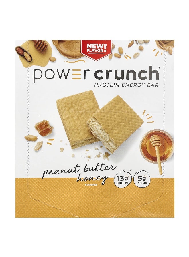 BNRG BNRG, Power Crunch Protein Energy Bar, Peanut Butter Honey, 12 Bars, 1.4 oz (40 g) Each - Image 1