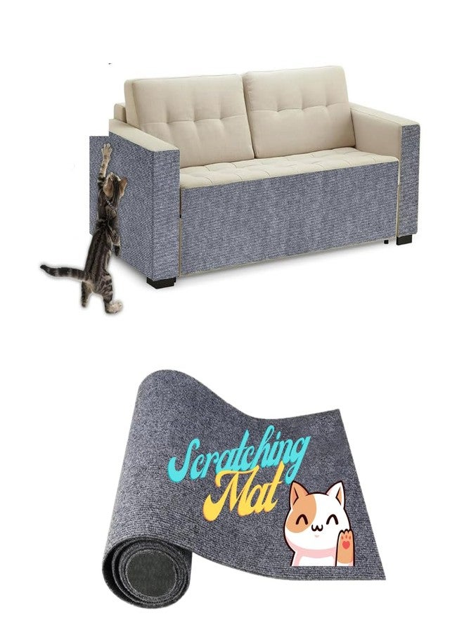 SAVUK Cat Scratching Mat for Couch Furniture Protective Cover Anti-Fall Climbing Claw Corner Wall Mat Self-Adhesive Cuttable Easy to Clean Replacement Carpet Rug (Grey, 15" x 24") - Image 1