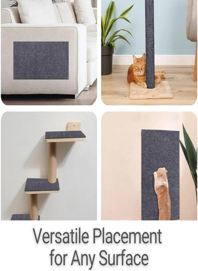SAVUK Cat Scratching Mat for Couch Furniture Protective Cover Anti-Fall Climbing Claw Corner Wall Mat Self-Adhesive Cuttable Easy to Clean Replacement Carpet Rug (Grey, 15" x 24") - Image 2