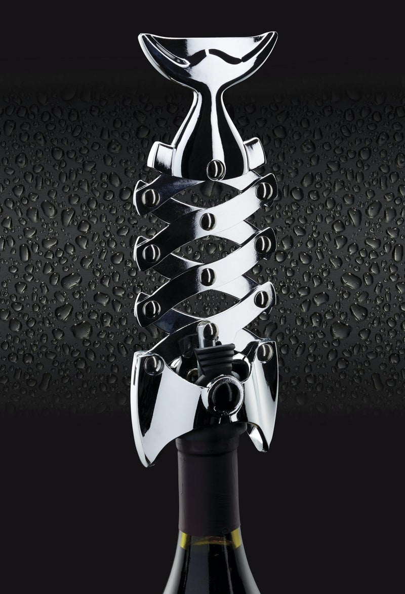 BarCraft Lazy Fish Corkscrew and Bottle Opener, Stainless Steel Wine Opener, 16.5 x 7.5 x 4.5cm, Silver - Image 2