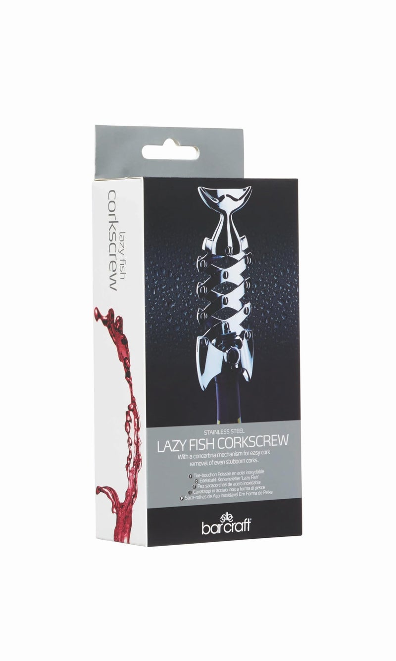 BarCraft Lazy Fish Corkscrew and Bottle Opener, Stainless Steel Wine Opener, 16.5 x 7.5 x 4.5cm, Silver - Image 5