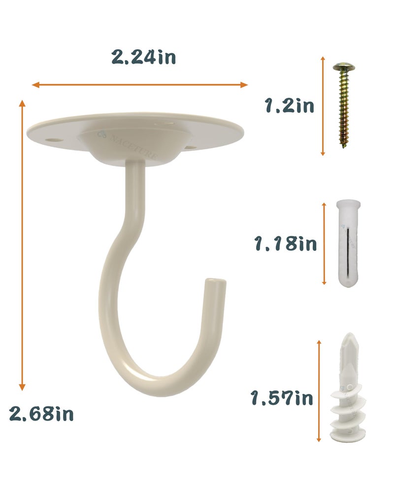 NACETURE Ceiling Hooks for Hanging Plants 3 Pack - Plant Hanger Indoor Hanging Hooks Metal Plant Bracket Iron Lanterns Hangers for Wind Chimes (White 3 Pack) - Image 5