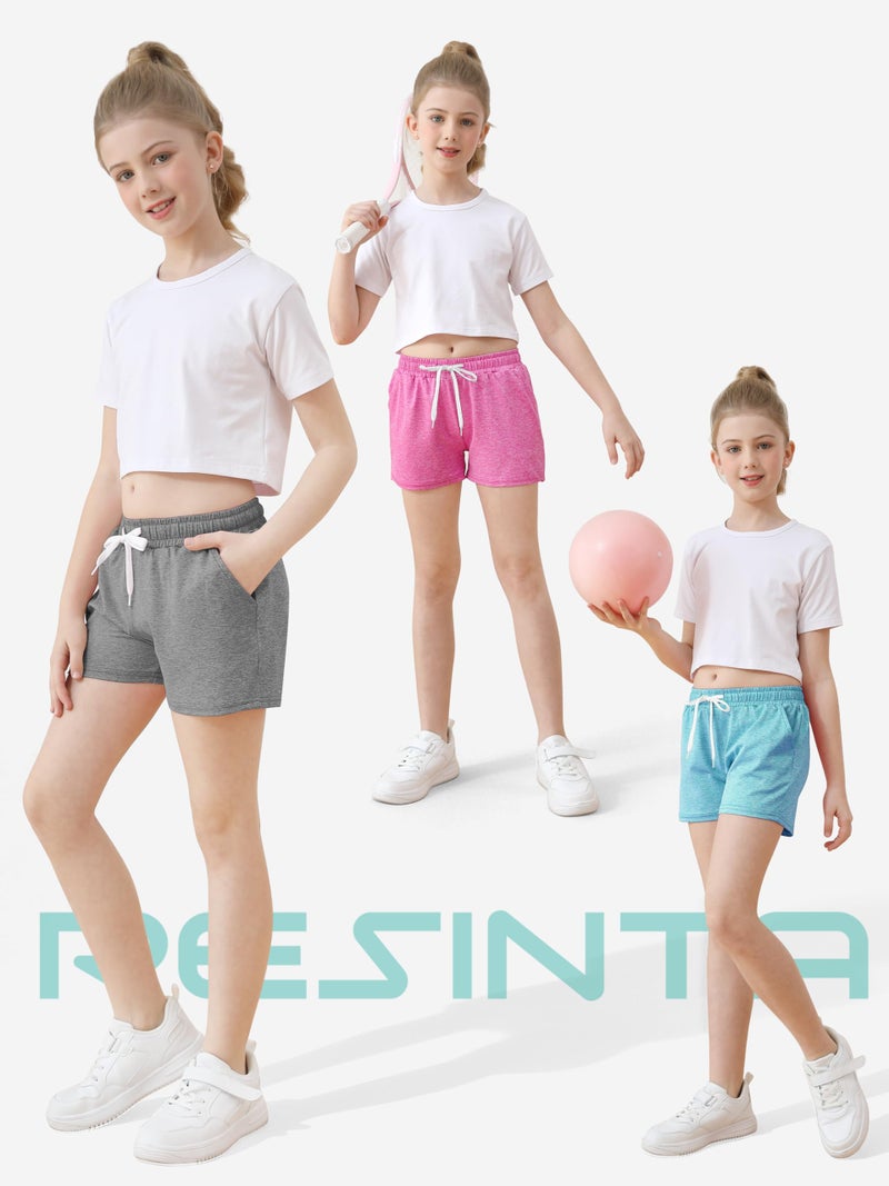 Resinta 5 Pack Girls Athletic Shorts Dry-Fit Soccer Basketball Shorts Performance Teens Shorts with Drawstring and Pockets - Image 5