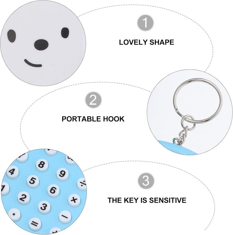 2 حاسبة إلكترونية صغيرة للطلاب، أداة حسابية بحجم جيب مزودة بشاشة عرض LCD، حاسبة يدوية محمولة بتصميم رسوم متحركة زرقاء مناسبة للاستخدام المدرسي والمكتبي. - Image 5