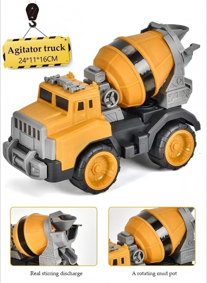 DUNISO Cement Mixer Toy Truck For Kids，simulation car toy, construction vehicle, friction power trolley, sturdy and durable，Suitable for children aged 3 to 7 years old - Image 1