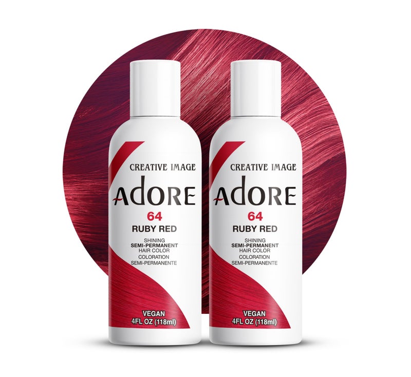 Adore Semi Permanent Hair Color (064 Ruby Red) (2 Pack) | Vegan & Cruelty-Free Red Hair Dye | No Ammonia, No Peroxide, No Alcohol | 4 Fl Oz - Image 1
