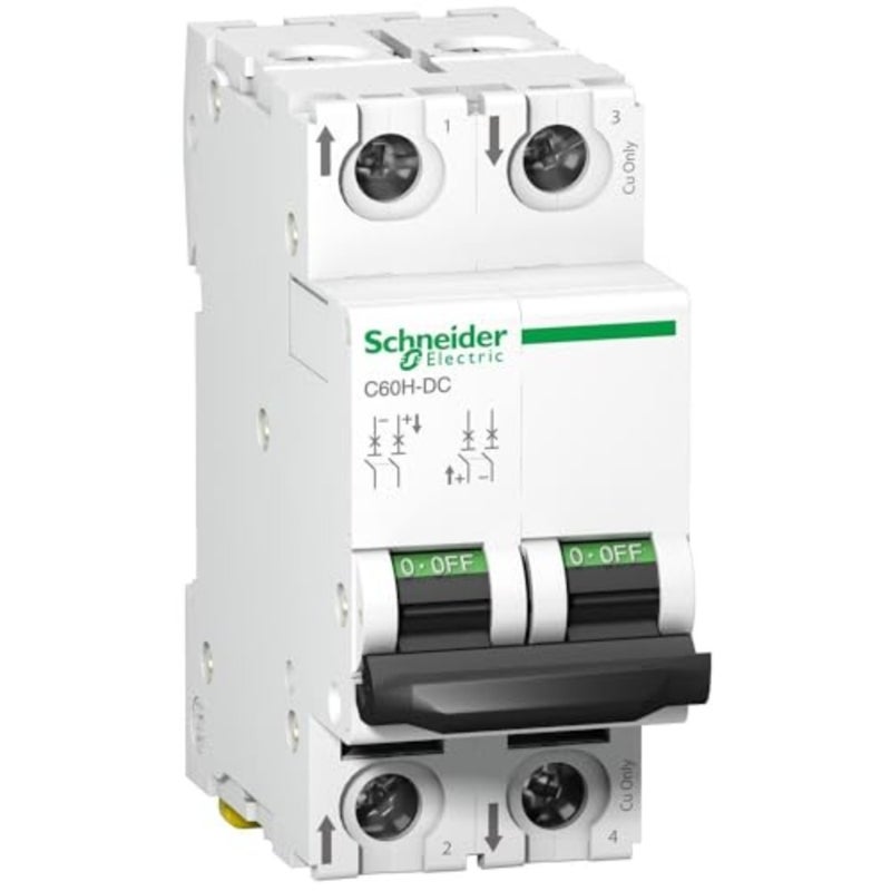 Schneider A9N61535 MCB Miniature Circuit Breaker C60H-DC 2P 32A, White - Image 1