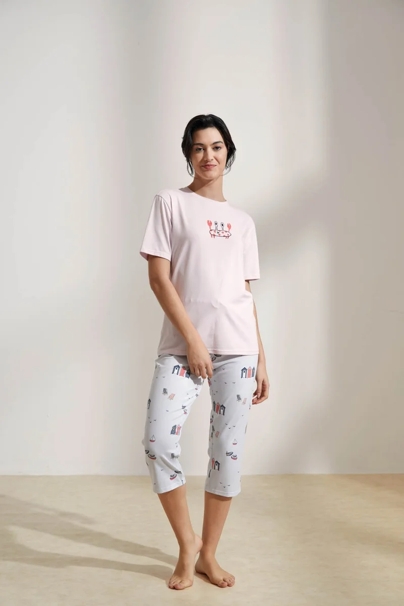 Hays Women's Cotton Short Sleeve Capri Pajama Set
