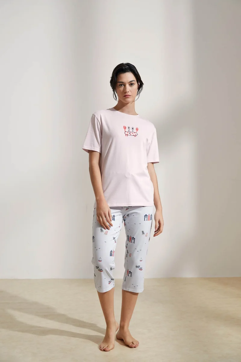 Hays Women's Cotton Short Sleeve Capri Pajama Set