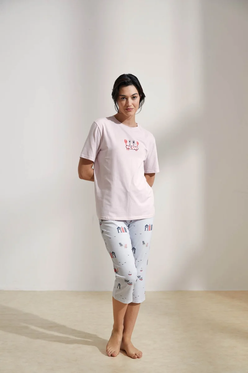 Hays Women's Cotton Short Sleeve Capri Pajama Set