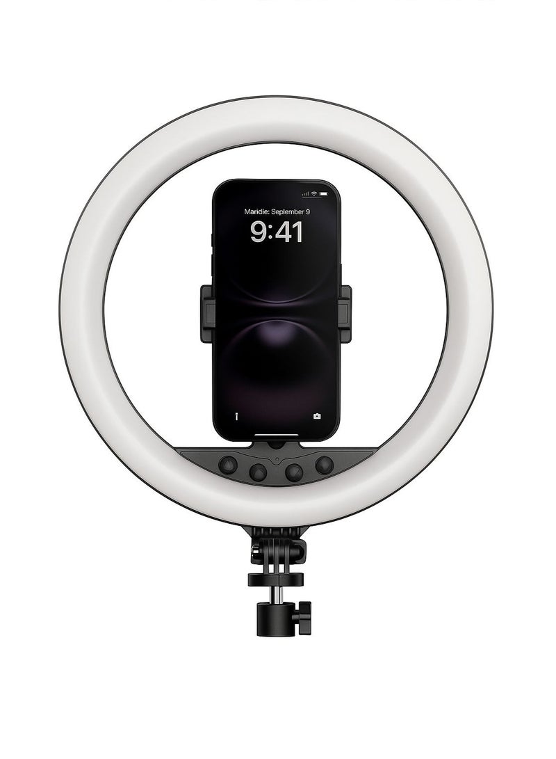 NeePho NP-L20 Ring Light, 2.1 meters tall, with a 360° rotating metal tripod and tri-color lighting for photography and streaming. - Image 2