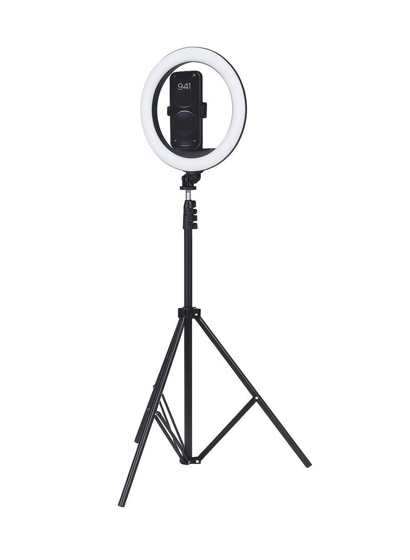 NeePho NP-L20 Ring Light, 2.1 meters tall, with a 360° rotating metal tripod and tri-color lighting for photography and streaming. - Image 1