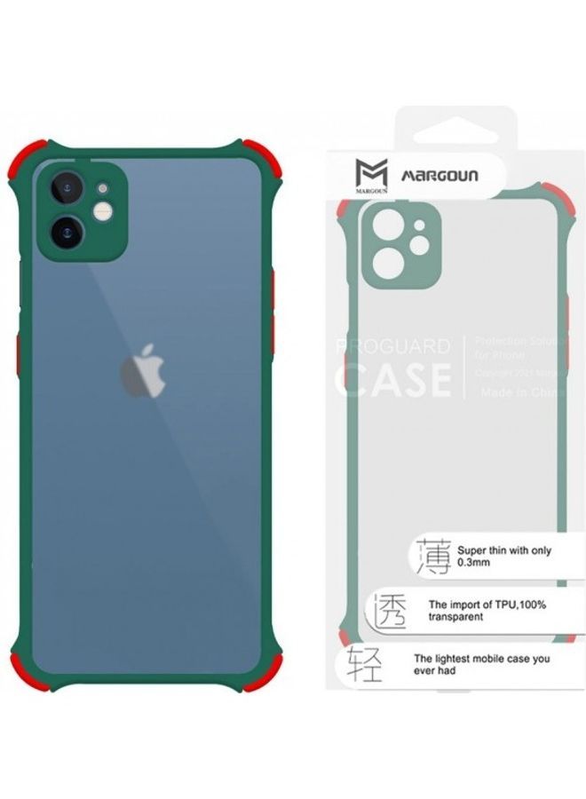 NIBEMINENT Protective Case Cover For Apple iPhone 12 Mini Clear/Dark Green - Image 2