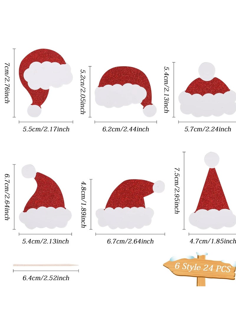 24 Pcs christmas Cupcake Toppers, Hat Cupcake Decorations, Toppers, Toothpick Flags Cake Decorations, Party Holiday Supplies  - Image 2