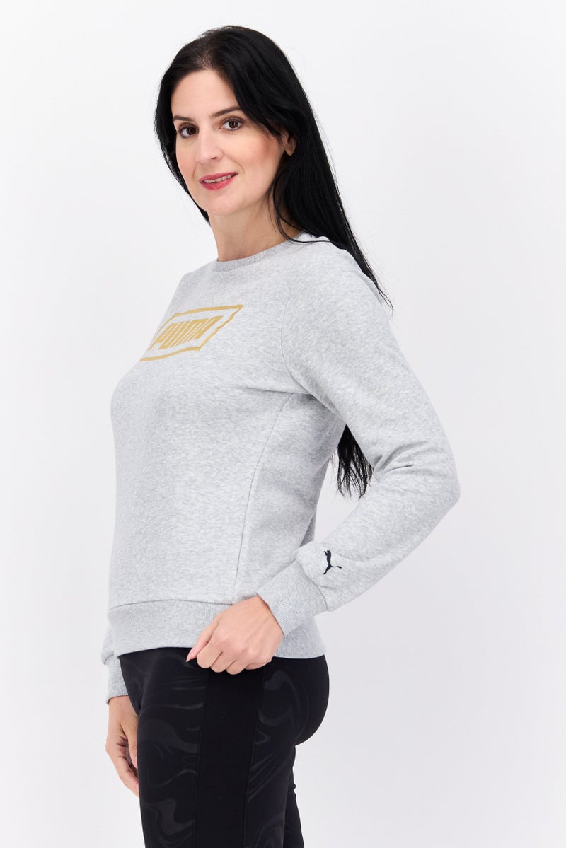 PUMA Women Sportswear Fit Round Neck Long Sleeve Sweatshirt, Grey - Image 2
