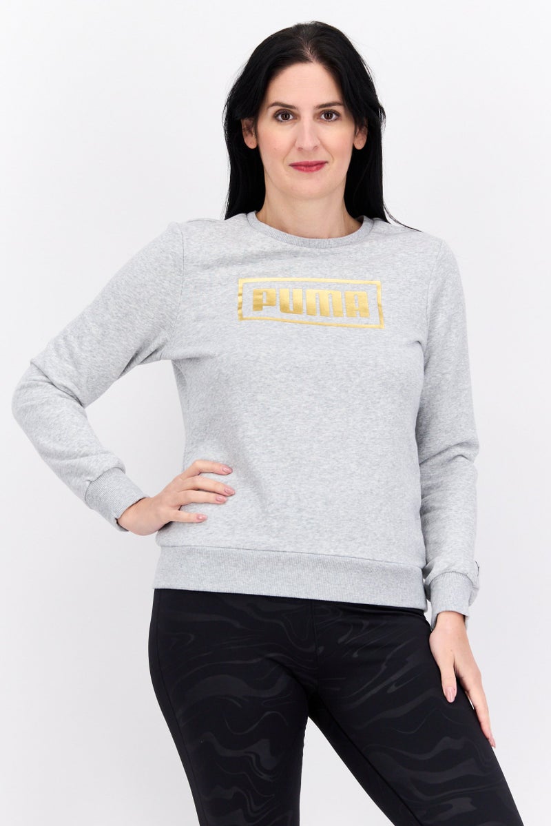 PUMA Women Sportswear Fit Round Neck Long Sleeve Sweatshirt, Grey - Image 1
