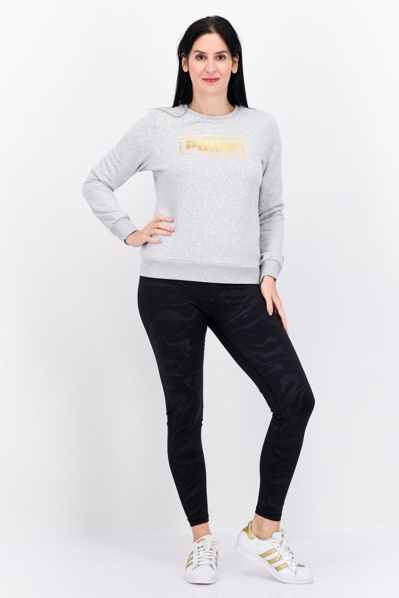 PUMA Women Sportswear Fit Round Neck Long Sleeve Sweatshirt, Grey - Image 4