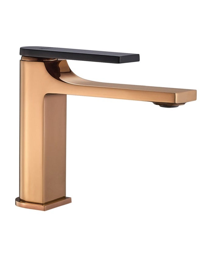 DANUBE HOME Milano Mila Basin Mixer Rose Gold W/Handle Matt Black - Image 1
