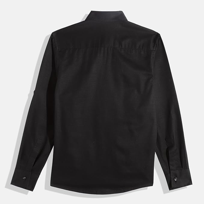 CHARCHIT Boys Cotton Full Sleeves Casual Shirt - Black - Image 5