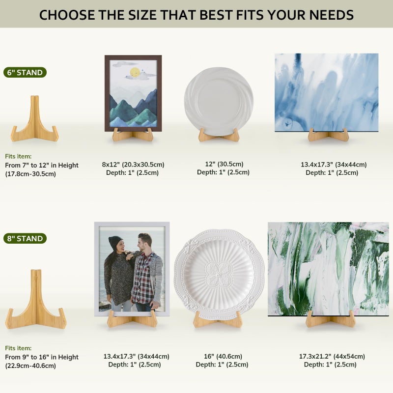 ANBOXIT Plate Stands for Display  8 Inch Plate Holders for Displaying  Bamboo Picture Frame Stand for Tables  Tabletop Easels  Decorative Stand for Platter  Dish  Book  Photo and Plaque (3 Pack) - Image 5