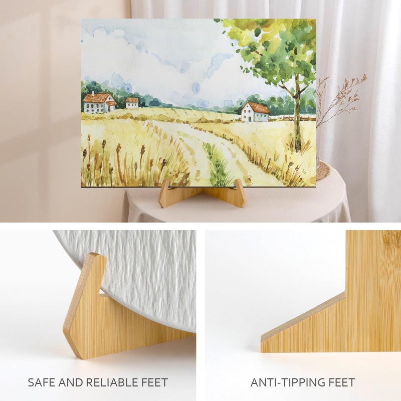 ANBOXIT Plate Stands for Display  8 Inch Plate Holders for Displaying  Bamboo Picture Frame Stand for Tables  Tabletop Easels  Decorative Stand for Platter  Dish  Book  Photo and Plaque (3 Pack) - Image 4