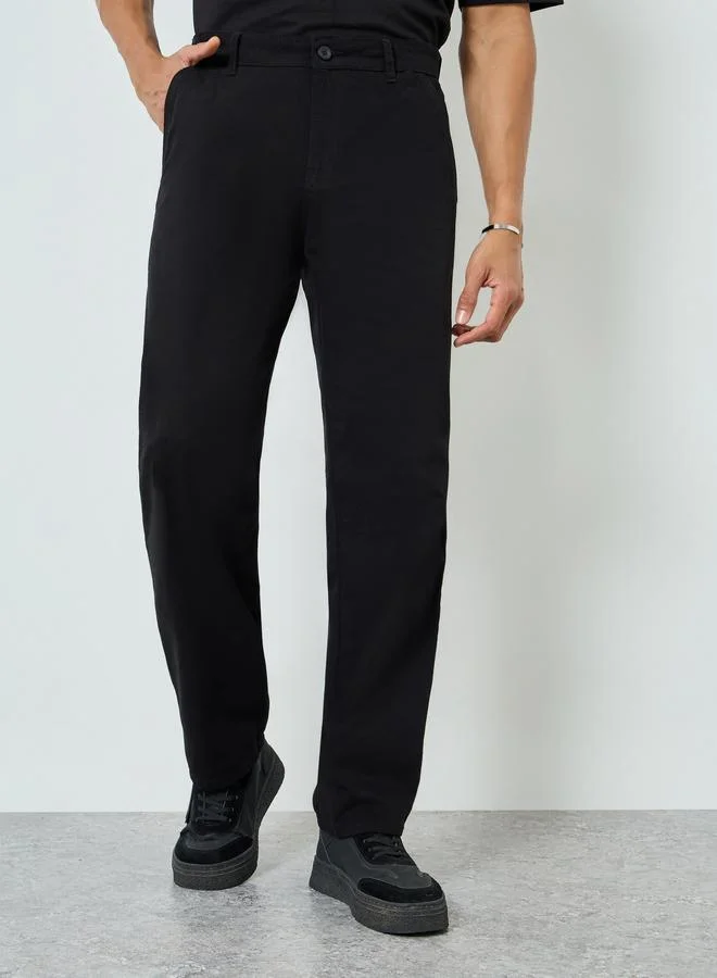 Styli Men Black Relaxed Fit Chinos